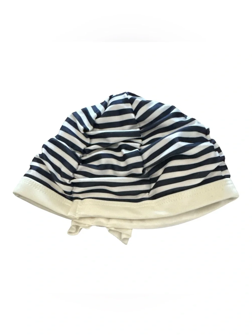 Janie and Jack Navy and White Striped Baby Swim Cap Sun Protection Hat with Bow